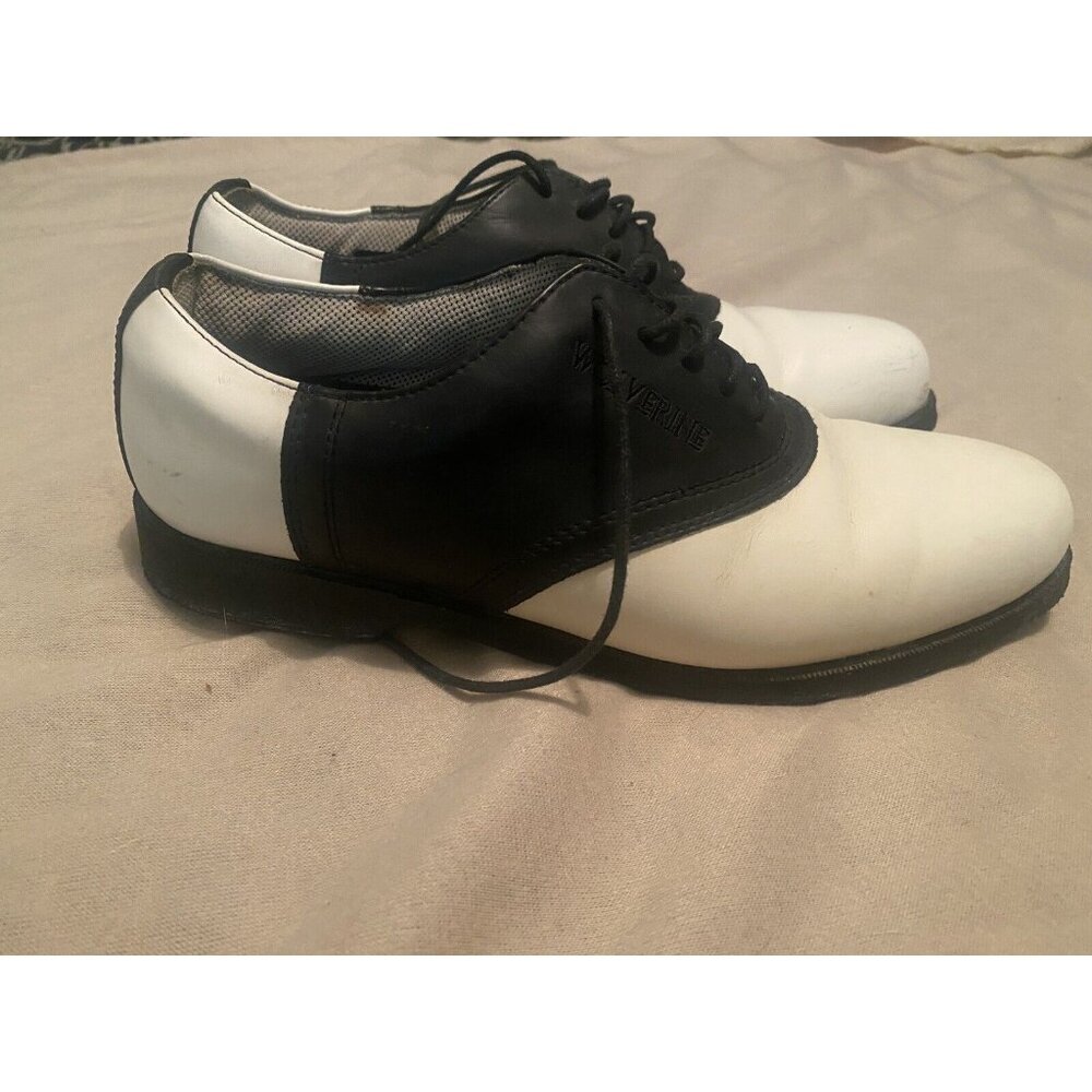 GOLF Shoes Wolverine  Men's  Athletic Size 10M White Black Lace Spikes